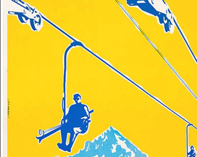 1947 Italian Ski Travel Poster: Crissolo - Alta Valle Po, Fabiano Lithograph - 7