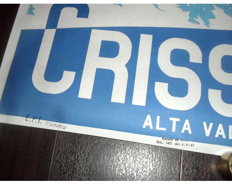 1947 Italian Ski Travel Poster: Crissolo - Alta Valle Po, Fabiano Lithograph - 8
