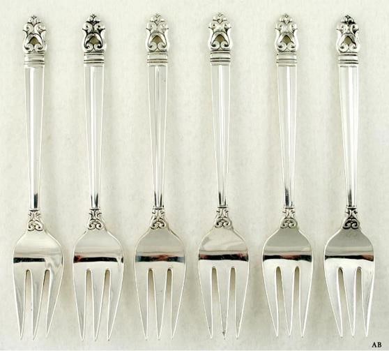 6 International Royal Danish Jensen Style Sterling Silver Salad Forks 6 3/8" (1 of 4)