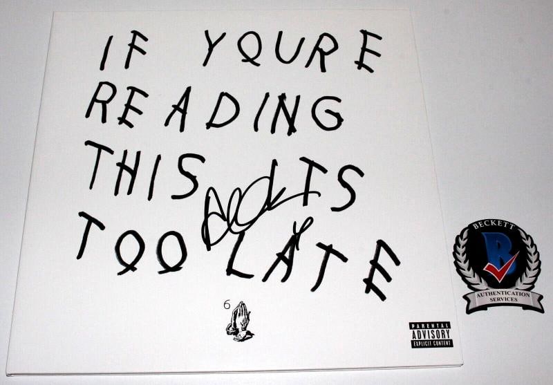 DRAKE SIGNED 'IF YOU'RE READING THIS ITS TOO LATE' VINYL RECORD LP BECKETT COA: Industry: Music,Autograph Authentication: Beckett,Original/Reproduction: Original,Country of Origin: United States 