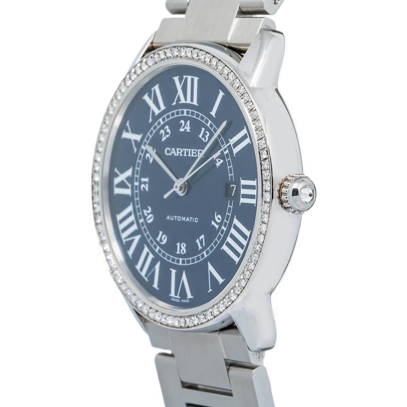 Cartier Ronde Solo 3802 WSRN0023 Automatic SS Blue Dial Diamond Bezel Men's 42mm Papers - 3