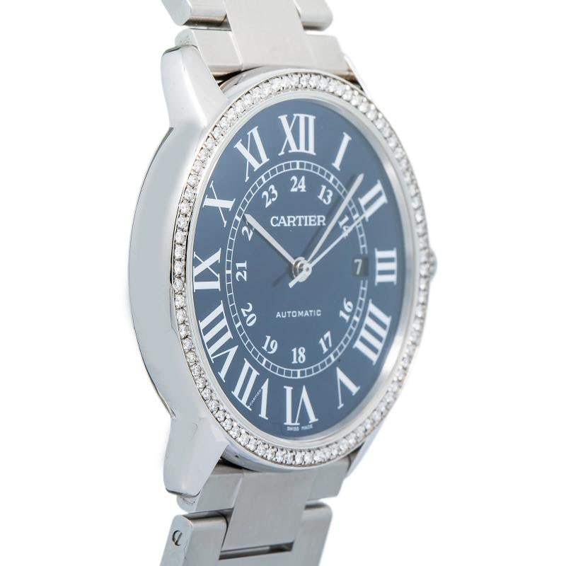 Cartier Ronde Solo 3802 WSRN0023 Automatic SS Blue Dial Diamond Bezel Men's 42mm Papers - 4