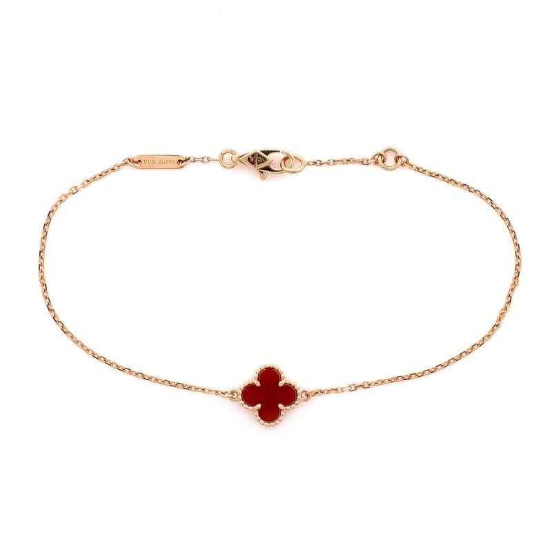Van Cleef & Arpels Sweet Alhambra Bracelet 18K Rose Gold and Carnelian: Condition: Pre-owned - Good,Brand: Van Cleef & Arpels,Main Stone: Carnelian,Metal: 18K Rose Gold,Metal Purity: 18K,Style: Bracelet,Type: Bracelet,Color: Rose Gold,Material: 18K Rose Gold, Carnelian