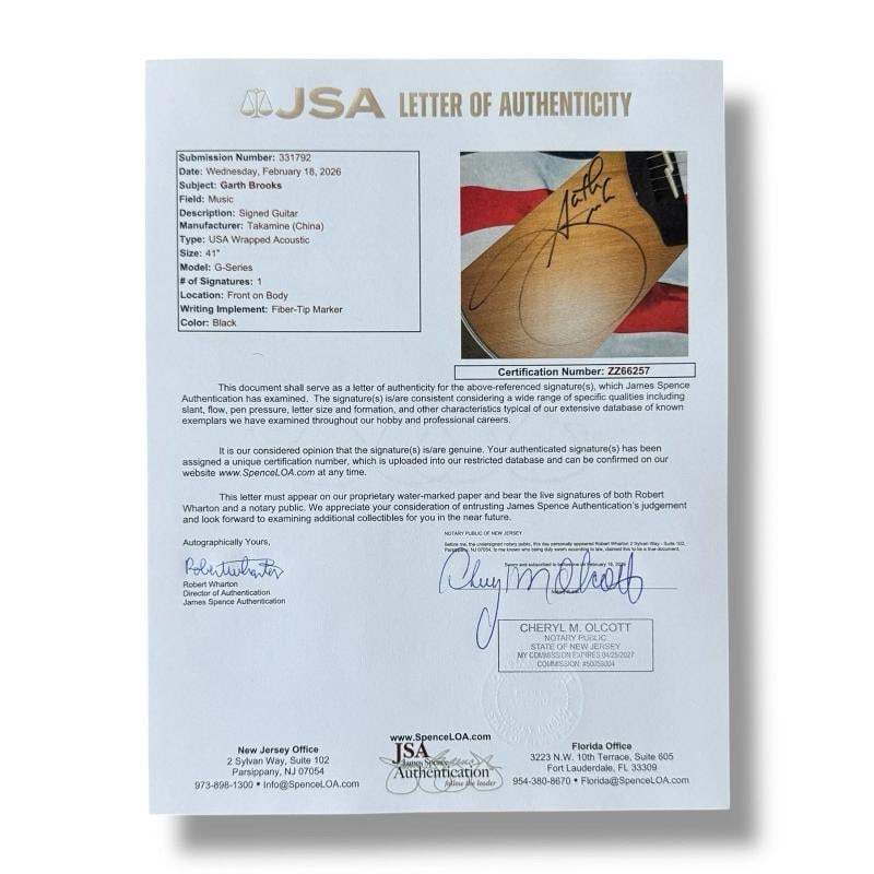 Garth Brooks Signed Guitar Custom Graphics JSA COA Takamine G Series - 5