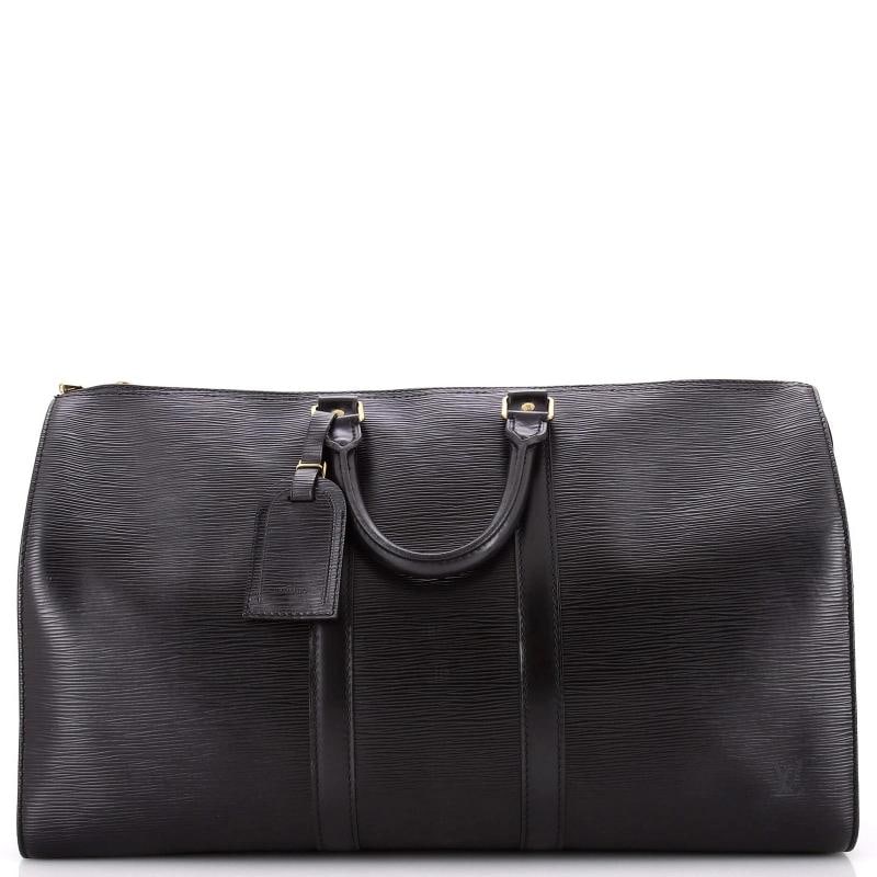 Louis Vuitton Keepall Bag Epi Leather 45: Condition: Pre-owned - Good,Brand: Louis Vuitton,Exterior Material: Leather,Style: Duffles,Exterior Color: Black,Department: Women,Size: 45,Accessories: Poignet, Luggage Tag, Lock 