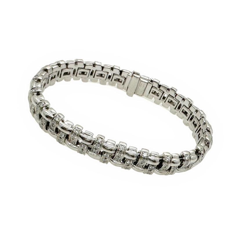 Tiffany & Co Vannerie Basket Weave Diamond Bracelet in 18kt White Gold - 11