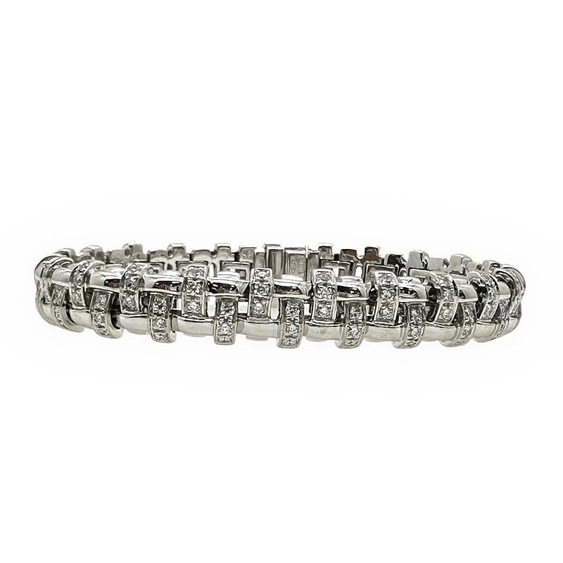Tiffany & Co Vannerie Basket Weave Diamond Bracelet in 18kt White Gold - 3