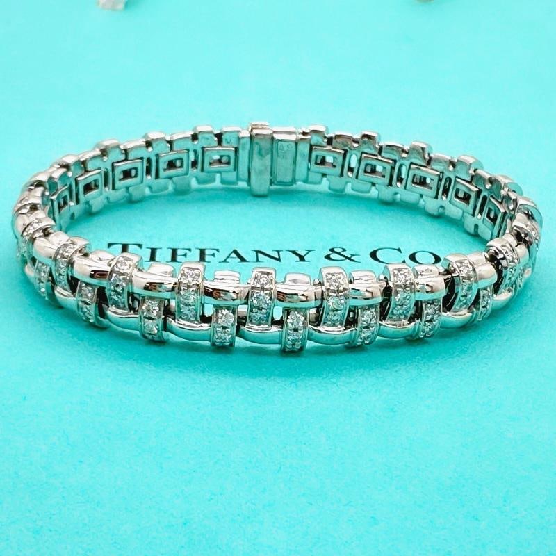 Tiffany & Co Vannerie Basket Weave Diamond Bracelet in 18kt White Gold - 4
