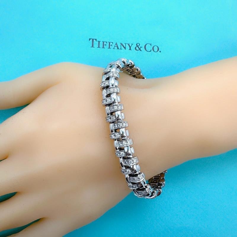 Tiffany & Co Vannerie Basket Weave Diamond Bracelet in 18kt White Gold - 7