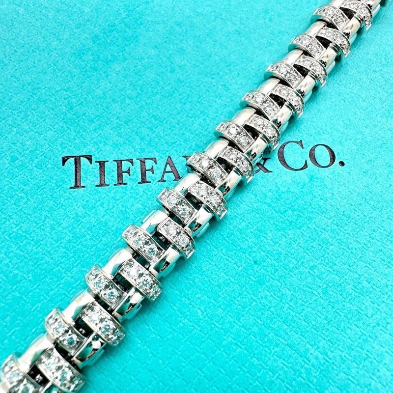 Tiffany & Co Vannerie Basket Weave Diamond Bracelet in 18kt White Gold - 9
