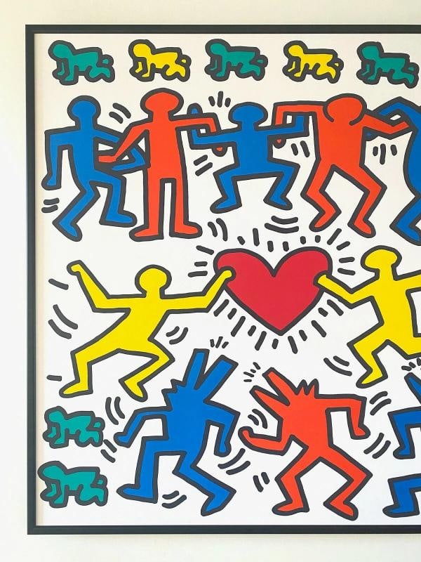 KEITH HARING ESTATE RARE 1991 LITHO PRINT FRAMED LRG POP ART POSTER "LOVE" 1989 - 2