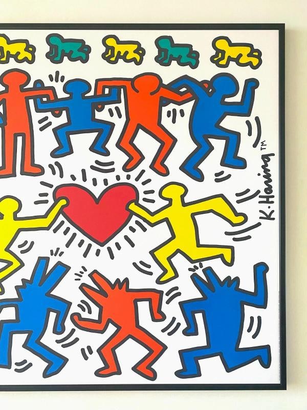 KEITH HARING ESTATE RARE 1991 LITHO PRINT FRAMED LRG POP ART POSTER "LOVE" 1989 - 3
