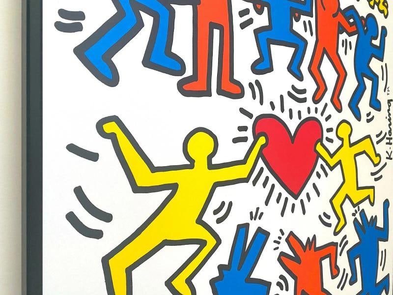 KEITH HARING ESTATE RARE 1991 LITHO PRINT FRAMED LRG POP ART POSTER "LOVE" 1989 - 6