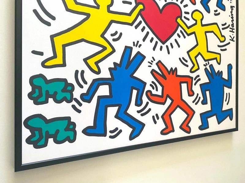 KEITH HARING ESTATE RARE 1991 LITHO PRINT FRAMED LRG POP ART POSTER "LOVE" 1989 - 7