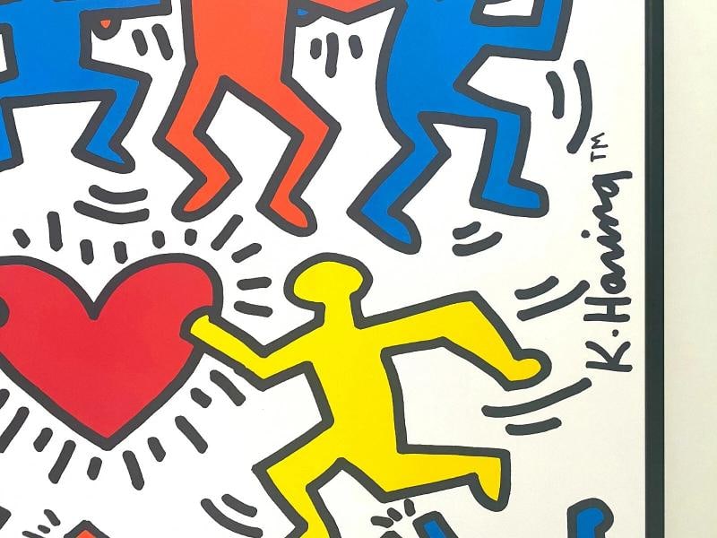 KEITH HARING ESTATE RARE 1991 LITHO PRINT FRAMED LRG POP ART POSTER "LOVE" 1989 - 9