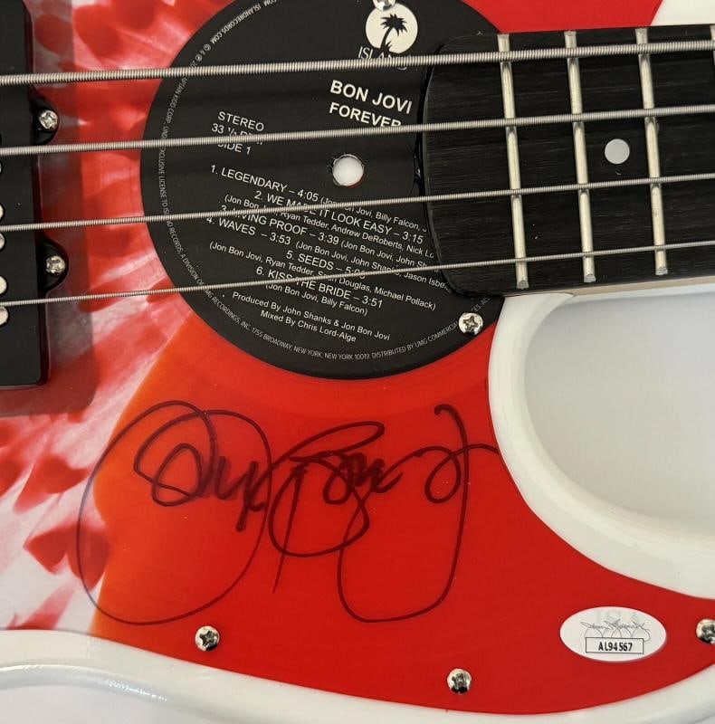 JON BON JOVI Signed Electric Jazz Bass Guitar Autograph JSA COA - 3