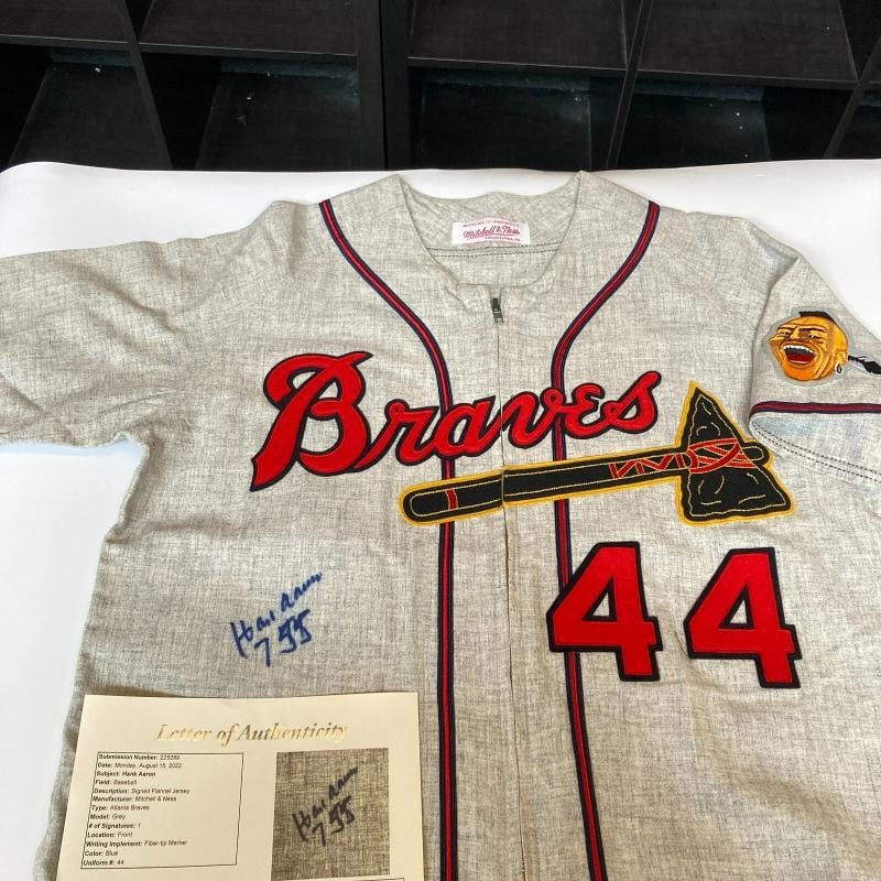 Hank Aaron 755 Home Run Signed Authentic Milwaukee Braves Jersey JSA COA: Product: Jersey,Sport: Baseball-MLB,Autograph Authentication: James Spence Authentication (JSA),Original/Reprint: Original,Country of Origin: United States 