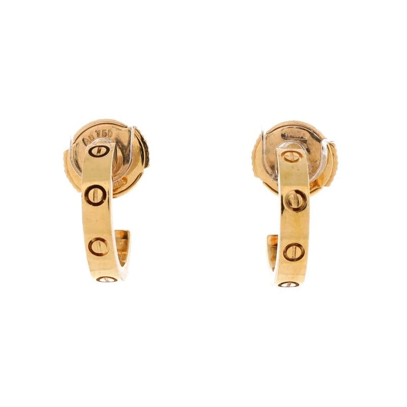 Cartier Love Hoop Earrings 18K Yellow Gold Small: Condition: Pre-owned - Good,Brand: Cartier,Main Stone: Unknown,Metal: 18K Yellow Gold,Metal Purity: 18K,Style: Hoop,Type: Earrings,Color: Yellow Gold,Material: 18K Yellow Gold 