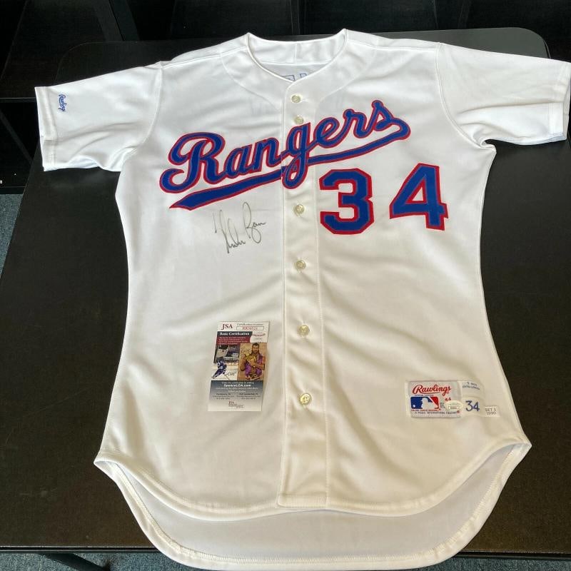 Nolan Ryan Signed Authentic 1990 Texas Rangers Game Model Jersey With JSA COA: Product: Jersey,Sport: Baseball-MLB,Autograph Authentication: James Spence Authentication (JSA),Original/Reprint: Original,Country of Origin: United States 