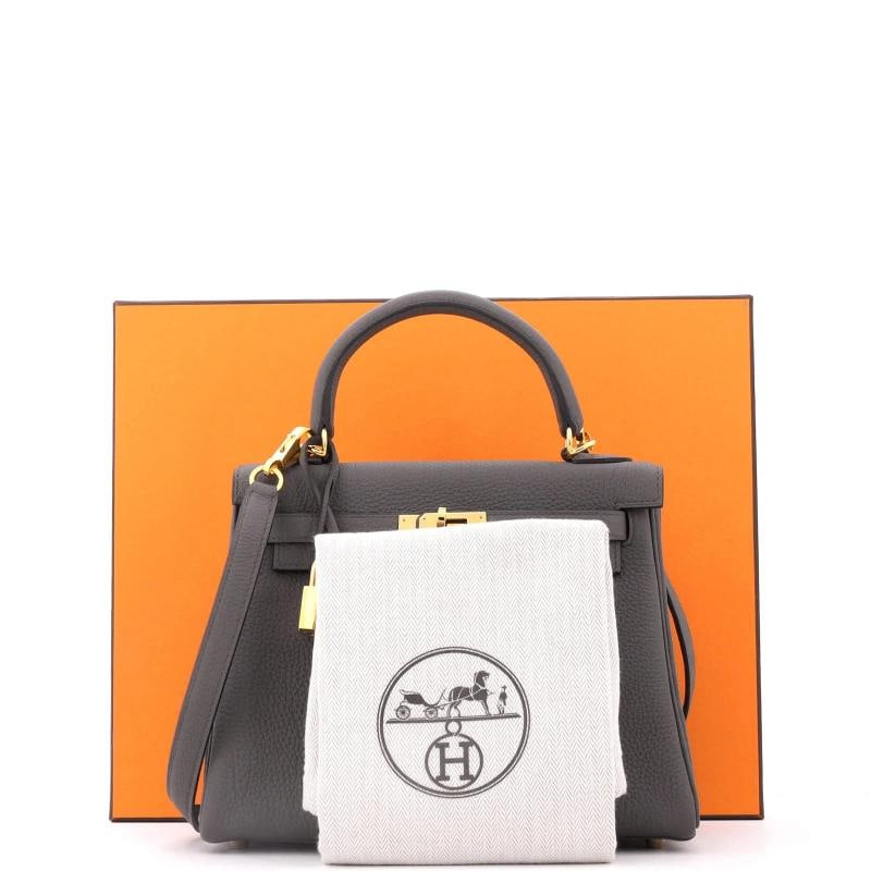 Hermes Kelly Handbag Grey Togo with Gold Hardware 25 - 2