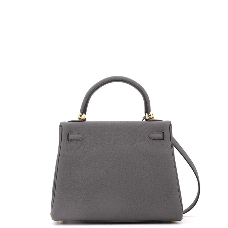 Hermes Kelly Handbag Grey Togo with Gold Hardware 25 - 4