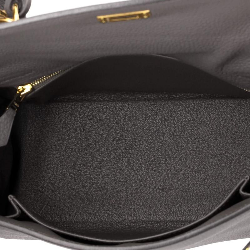 Hermes Kelly Handbag Grey Togo with Gold Hardware 25 - 6