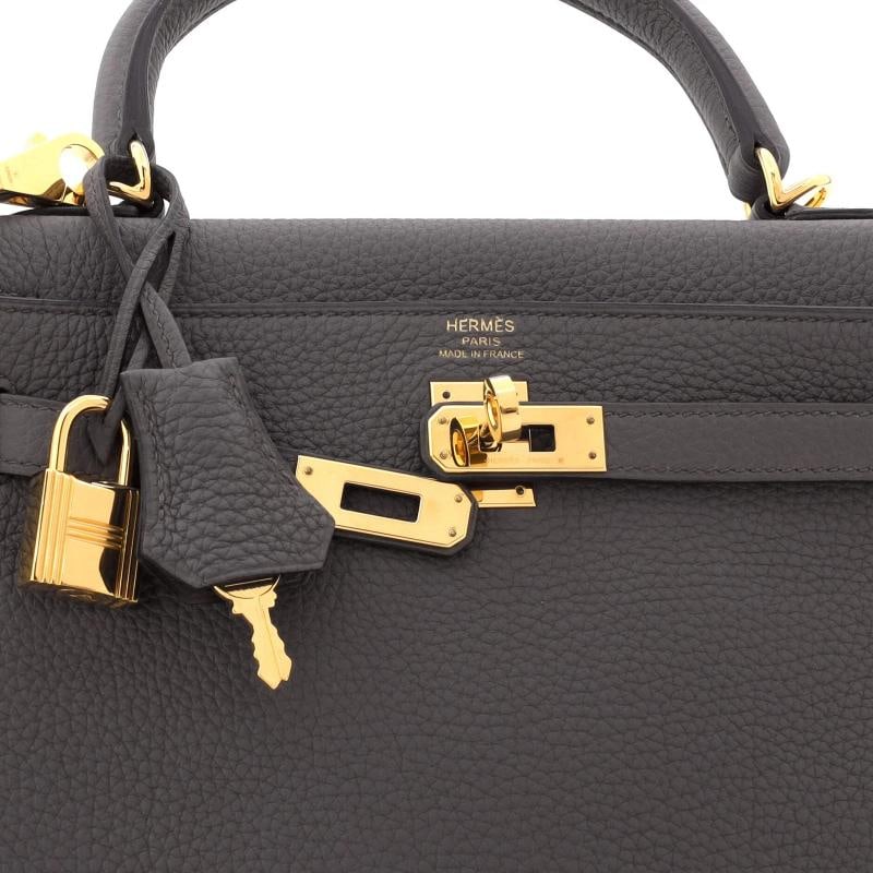 Hermes Kelly Handbag Grey Togo with Gold Hardware 25 - 7