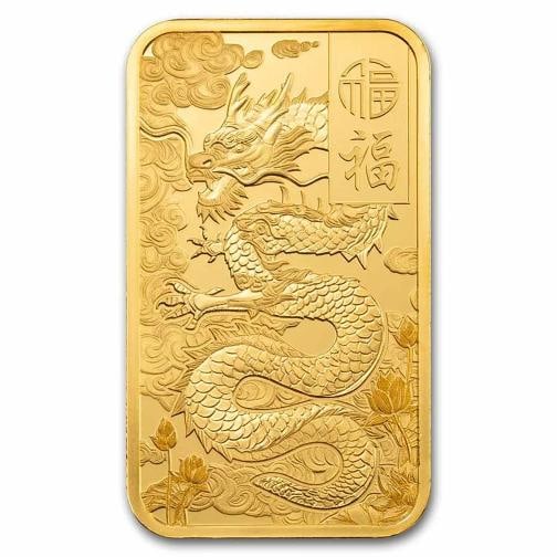 2025 1 oz Gold Bar ¢‚¬€œ PAMP Good Luck Yellow Dragon (Assay) - 3