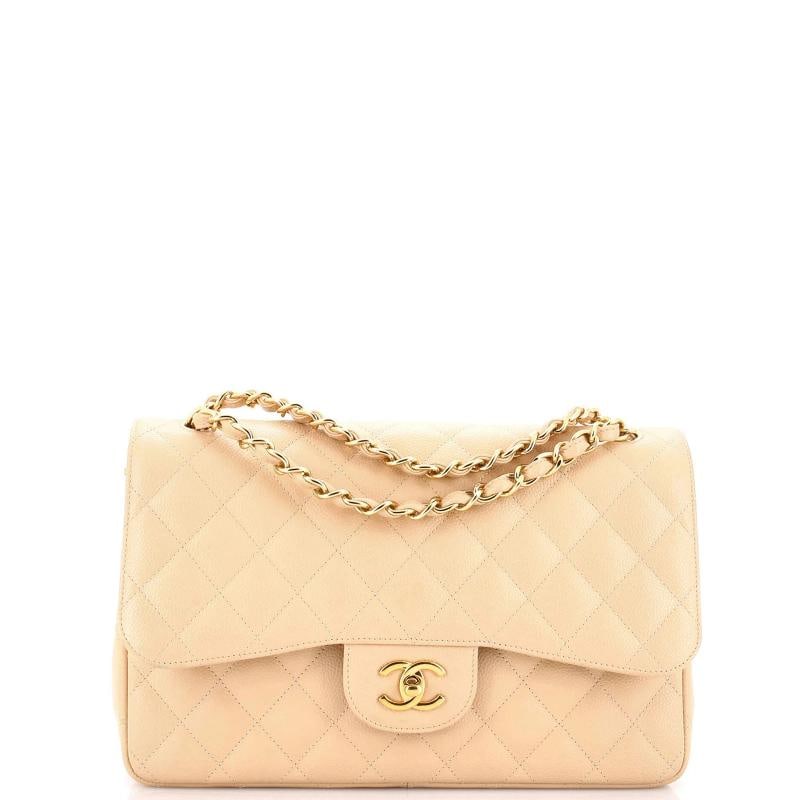 Chanel Vintage Classic Double Flap Bag Quilted Caviar Jumbo: Accessories: Dust Bag Measurements: Handle Drop 13", Height 8", Width 11.5", Depth 4", Strap Drop 23.5". Condition: Pre-owned - Good,Brand: Chanel,Exterior Material: Leather,Style: Shoulder Bags,Exter