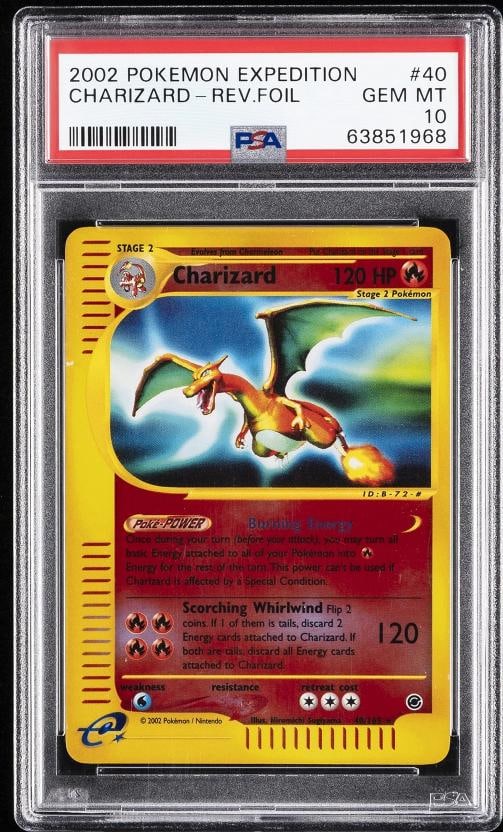 2002 POKEMON EXPEDITION #40 CHARIZARD-REVERSE FOIL PSA 10 (1 of 2)
