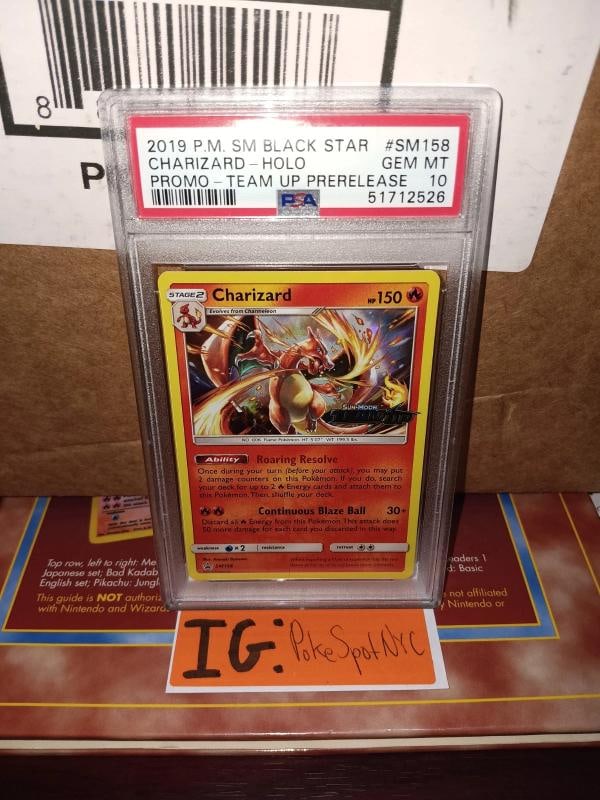 Pokemon 2019 Team Up Charizard Holo Promo SM158 PSA 10 Gem Mint: Condition: Graded - PSA 10: Professionally graded ,Convention/Event: Pokemon,Attribute/MTG:Color: Fire,Card Size: Standard,Autographed: No,Set: Sun & Moon - Team Up,Creature/Monster Type: Dragon,