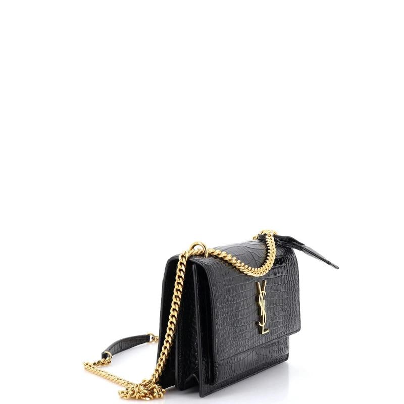 Saint Laurent Sunset Crossbody Bag Crocodile Embossed Leather Medium - 2