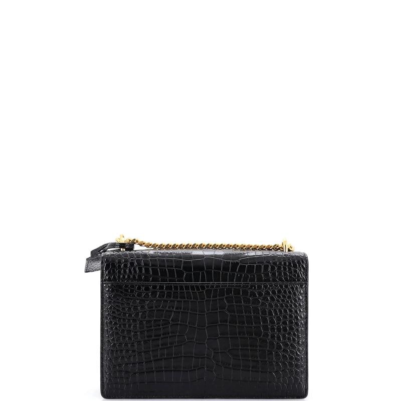 Saint Laurent Sunset Crossbody Bag Crocodile Embossed Leather Medium - 3
