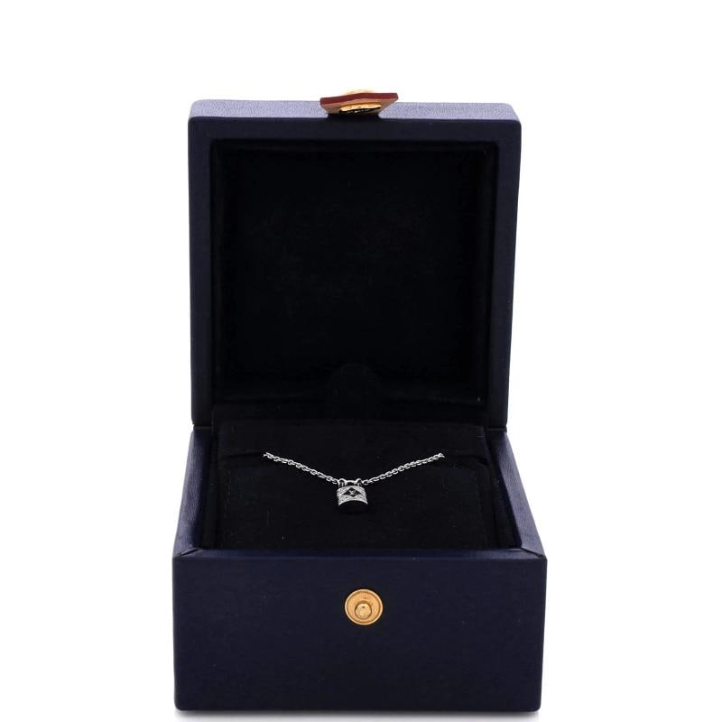 Louis Vuitton Lock Pendant Necklace 18K White Gold with Pave Diamonds Mini - 2