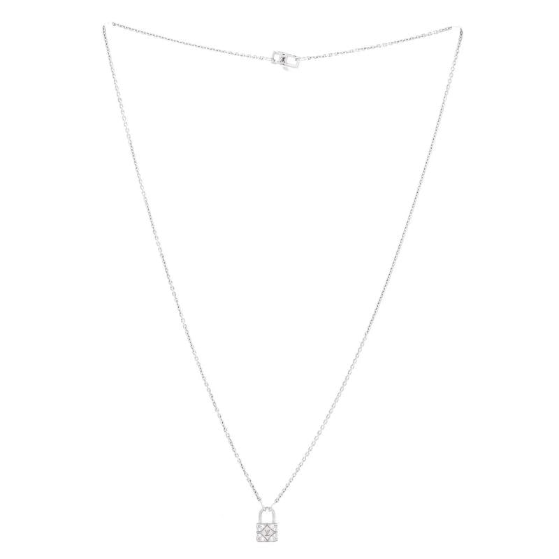 Louis Vuitton Lock Pendant Necklace 18K White Gold with Pave Diamonds Mini - 3