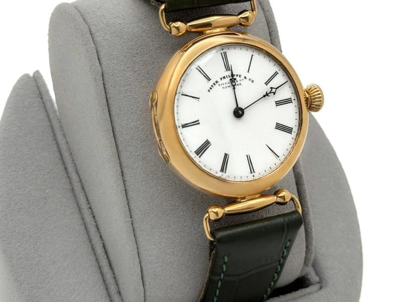 Vintage Patek Philippe Tiffany & Co Watch 34mm 18K Gold Leather Strap - 2