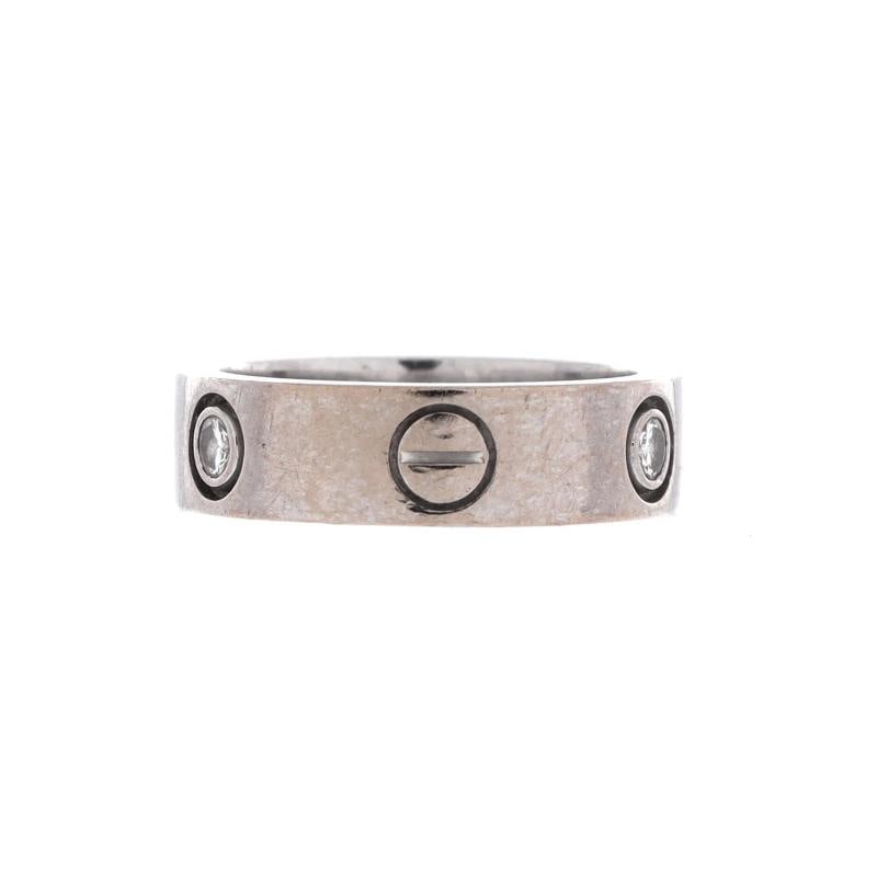Cartier Love 3 Diamonds Band Ring 18K White Gold with Diamond - 2