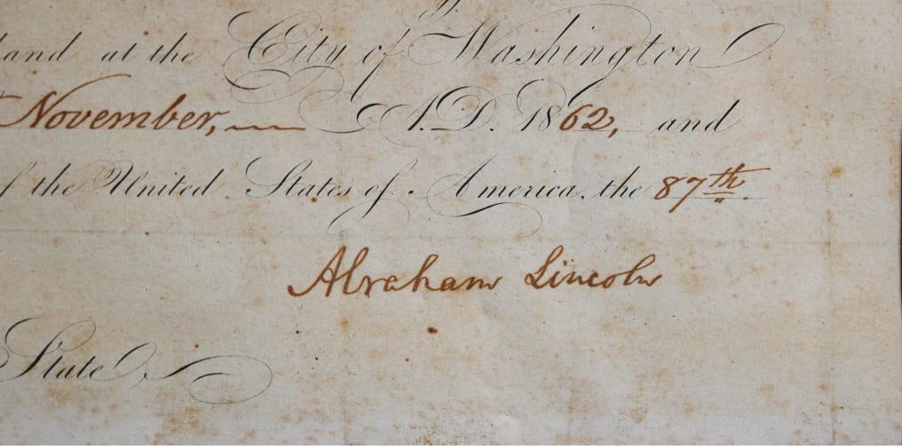 Abraham Lincoln Signed & Framed 1862 Document (BECKETT LOA) - 3