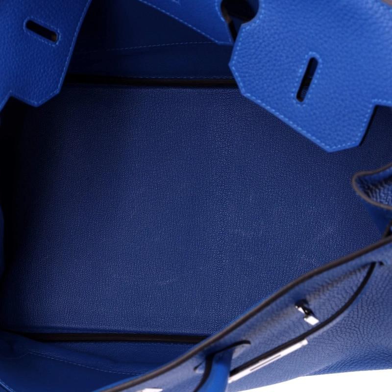 Hermes Birkin Handbag Blue Clemence with Palladium Hardware 35 - 5