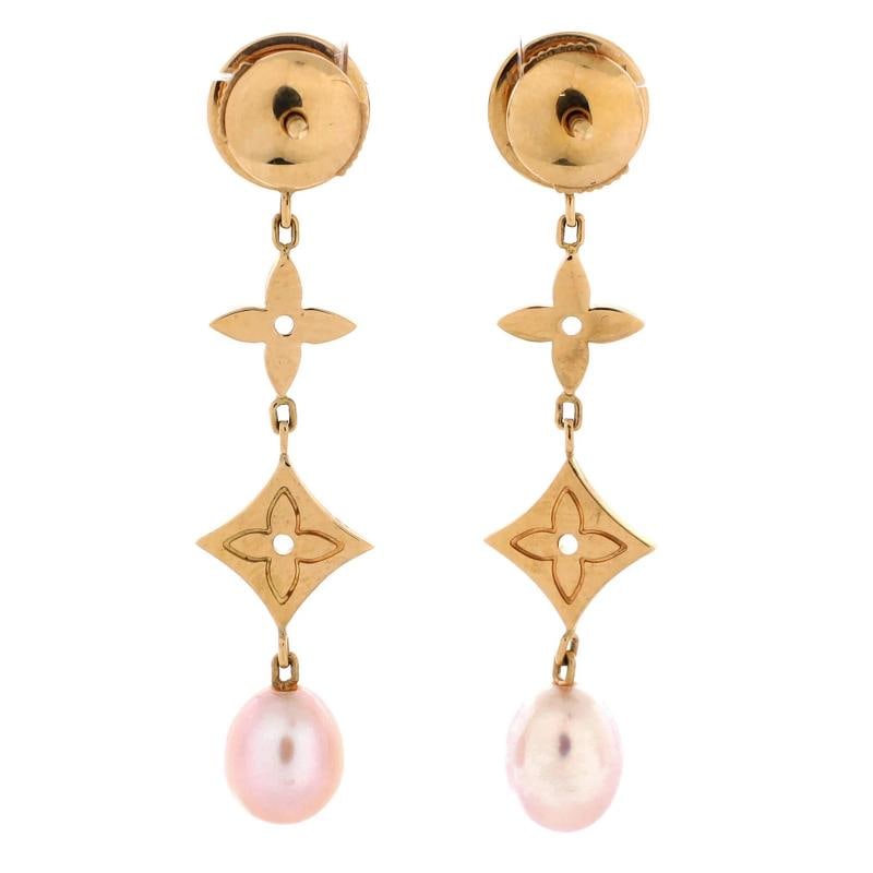 Louis Vuitton Idylle Blossom Drop Earrings 18K Yellow Gold with Pearls - 3