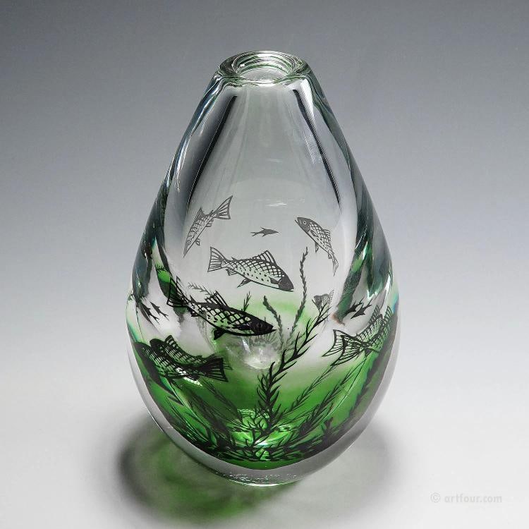 Fish Graal Vase by Edward Hald for Orrefors, Sweden ca. 1980s - 5