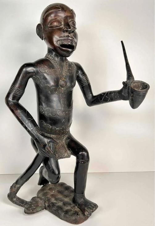 19thC Bronze Bamoun Bamum Cameroon African Ancestral Figure Statue +Provenance - 8