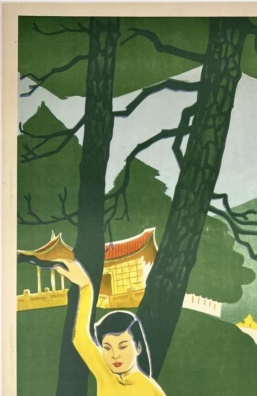 Original Vintage Poster DALAT VIETNAM DA LAT Travel Tourism Southeast Asia LINEN - 2