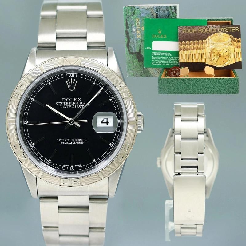 MINT Rolex DateJust 16264 Turn-O-Graph Black Stick Oyster White Gold 36mm Watch: Condition: Pre-owned - Excellent,Brand: Rolex,Department: Men,Type: Wristwatch,Country of Origin: Switzerland