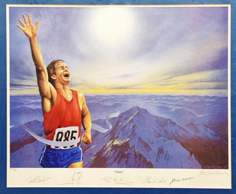 Armstrong, Aaron & Others Autographed Framed Victory Lithograph Beckett - 2