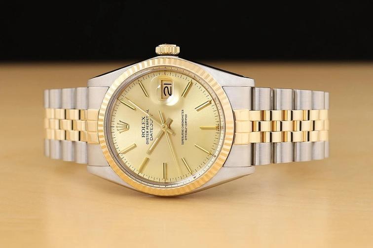 ROLEX MENS DATEJUST 16013 18K YELLOW GOLD STEEL 2-TONE WATCH w/ ROLEX BAND - 3