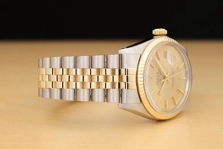 ROLEX MENS DATEJUST 16013 18K YELLOW GOLD STEEL 2-TONE WATCH w/ ROLEX BAND - 7