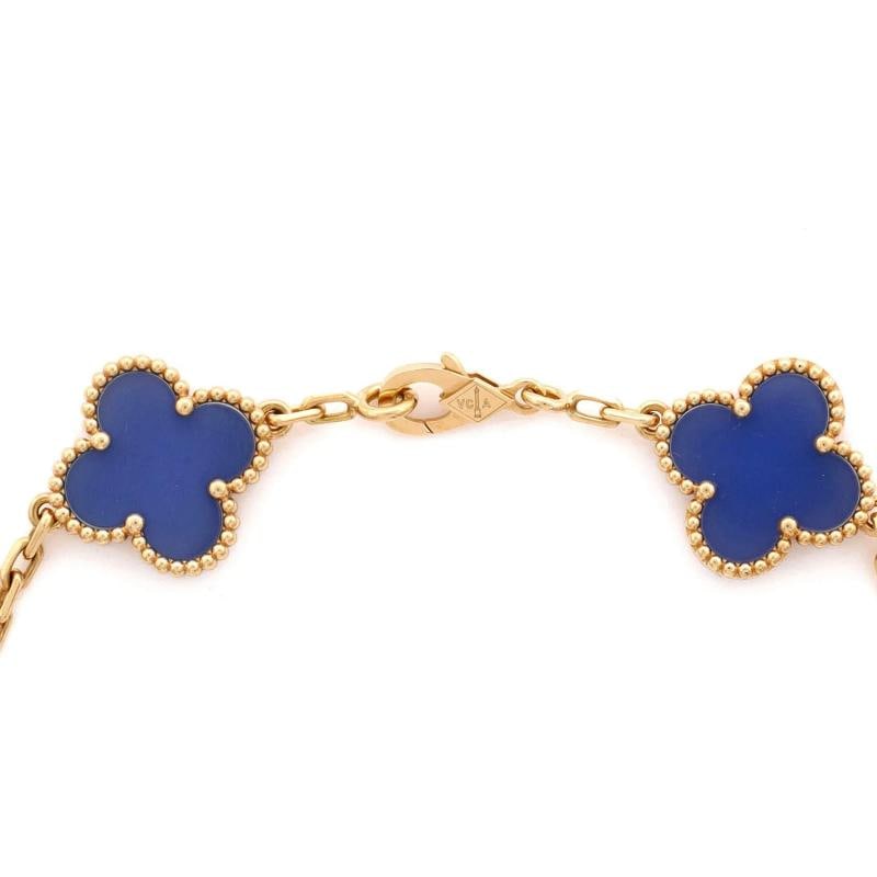 Van Cleef & Arpels Vintage Alhambra 5 Motifs Bracelet 18K Yellow Gold and Agate - 4