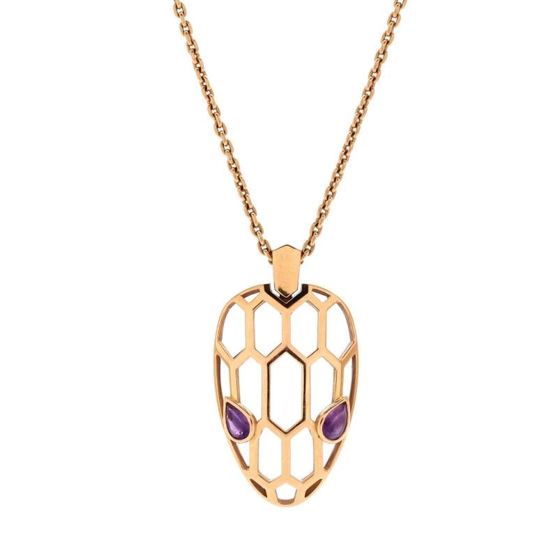 Bvlgari Serpenti Seduttori Pendant Necklace 18K Rose Gold with Amethyst: Measurements: Length: 16.75 - 17.75 ", Pendant Length: 37.75 mm, Pendant Width: 20.85 mm . Condition: Pre-owned - Good,Brand: Bvlgari,Main Stone: Amethyst,Metal: 18K Rose Gold,Metal Purity: