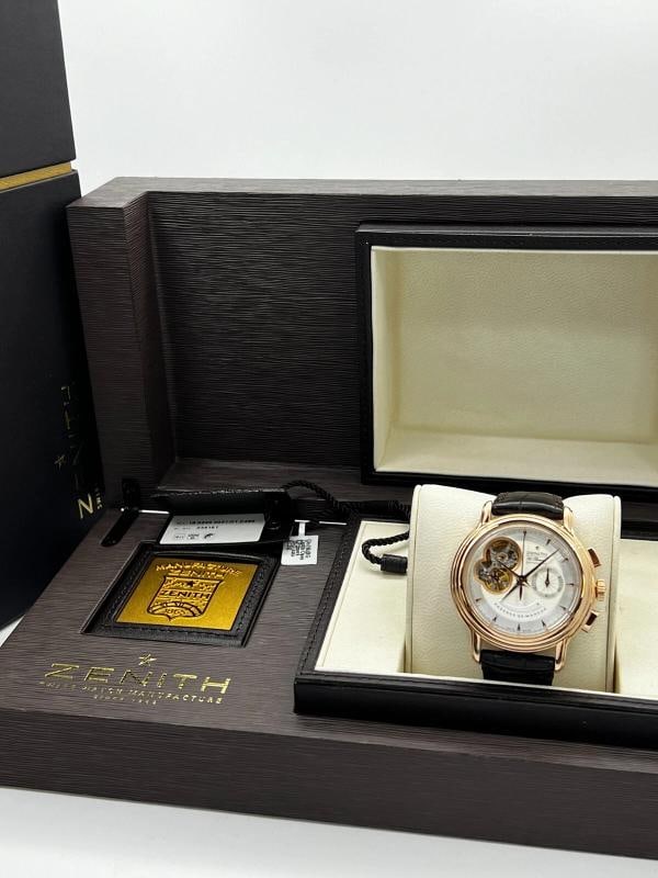 Zenith 18.0240.4021/01.C495 Chronomaster T Open 18K Rose Gold Leather Strap Box - 10